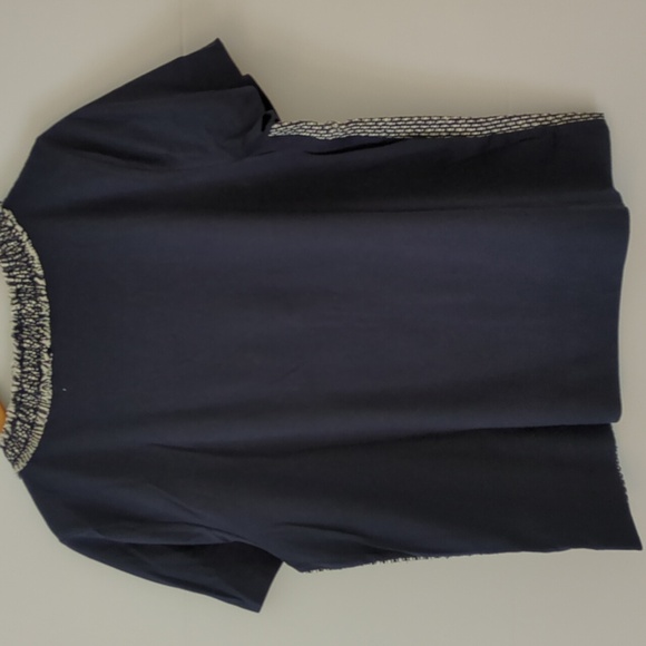 J. Crew Navy& Gray Tween Dilk Front Short Sleeves Tee Career Office Preppy Sz L - Picture 7 of 7